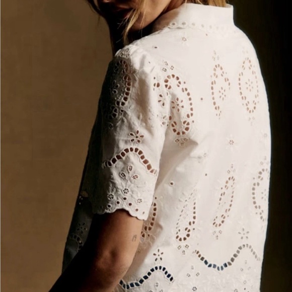 Sézane Elvira White Eyelet Blouse - Picture 2 of 2